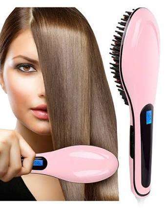 Professional Electric Hair Straightener, Massaging Brush Combo. LCD Display Temperature Controls. Pi
