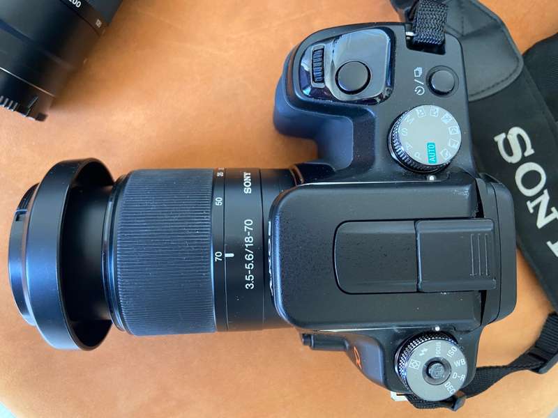 Sony Alpha A100 Digital SLR Camera, 18-70mm + 300mm Telephoto Lenses + Bags