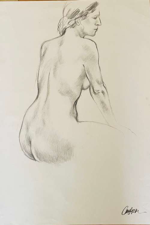 Stunning Charcoal Nude By Carl Jeppe 60cm By 85cm