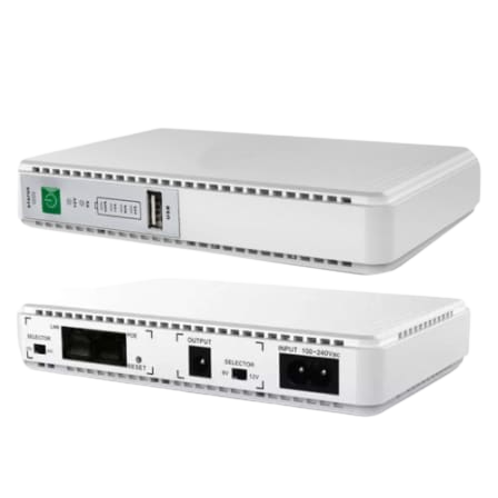 Mini UPS DC to DC with USB and PoE Plug and play (UPS for Wifi Routers / Camera`s / etc)