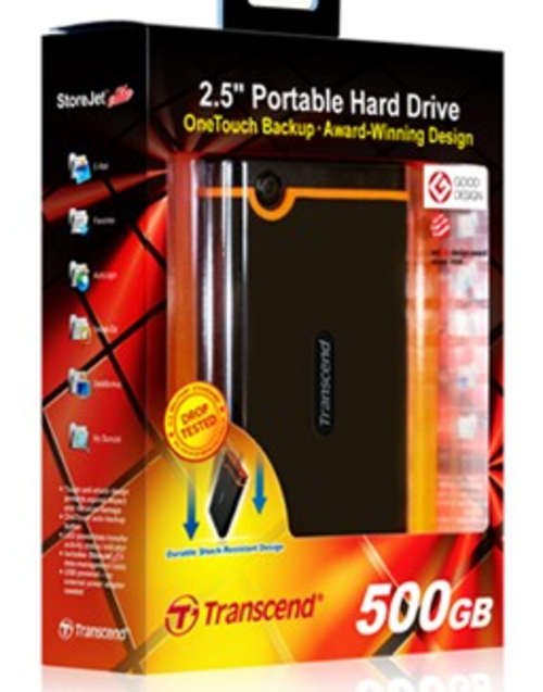 Brand NEW - Transcend 2.5" - 500GB - USB Powered External Hard Drive- 1 Touch Backup - Shock Proof