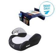 Grey Baby Booster Seat and Kids Travel Snack and Play Tray Combo