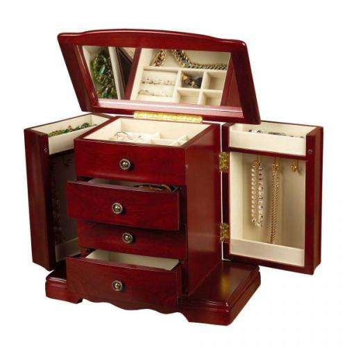 Antique Finish Wooden Musical Jewelry Box