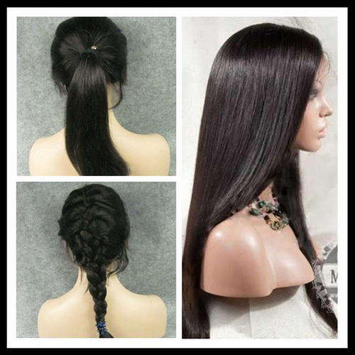 Brazilian unprocessed hair Full Lace wig 18inch Silky Straight