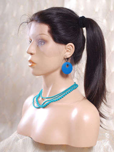 Ponytail Indian Remy 18inch Full lace wig color 1B