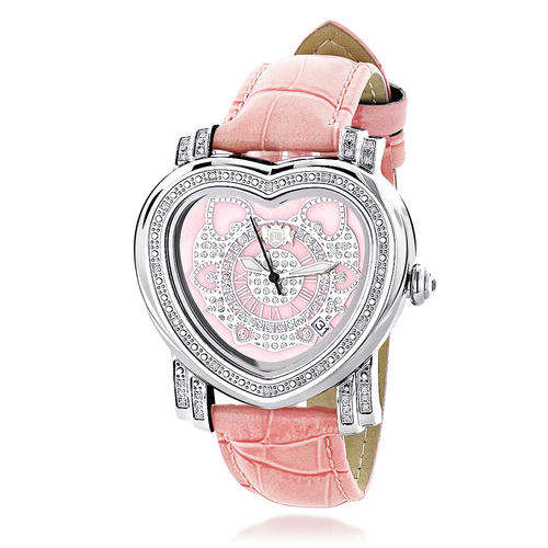 Ladies Heart Diamond Watch 0.30ct Pink