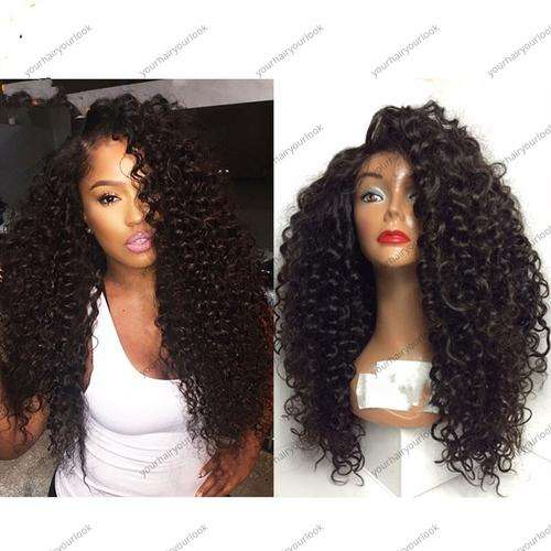 Custom Made Malaysian Full lace wig Deep wave curly 18inch long virgin hair 150% Density