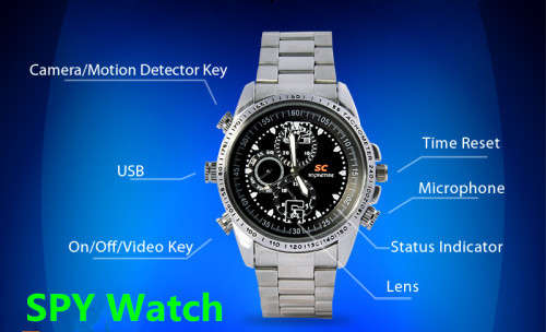 8GB Waterproof Spy Camera Watch Fashion Stainless Steel Digital Video Recorder with Hidden DV DVR
