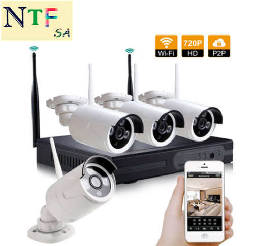 HD 4 Channel 720P Wireless IP Camera CCTV Security Surveillance System NVR KIT