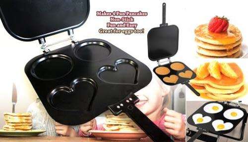 Quick Pancake Maker Pan with Handle is ideal for making heart- and circle-shaped pancakes.