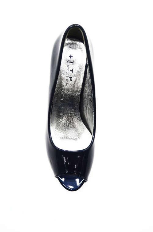 TTP Women Glossy Peep Platform Heels