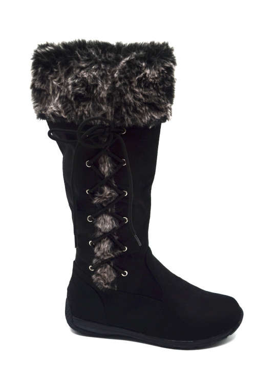 TTP COMFORT BLKBK9005 WOMEN CLASSIC FLUFFY TOP OVER CALF  BOOTS.