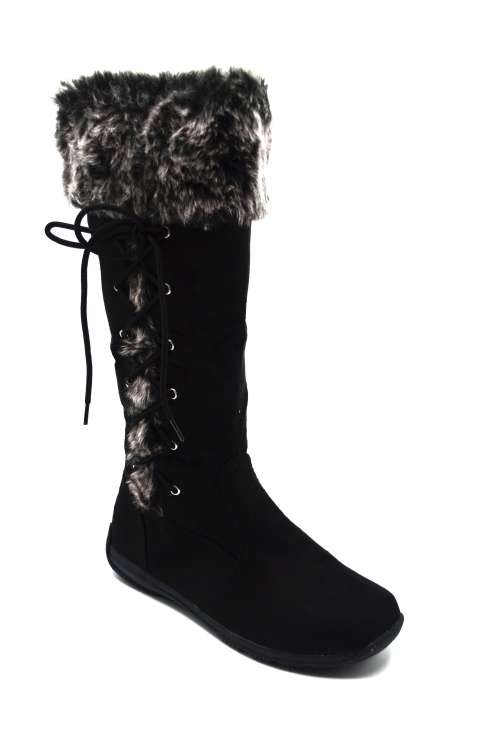 TTP COMFORT BLKBK9005 WOMEN CLASSIC FLUFFY TOP OVER CALF  BOOTS.
