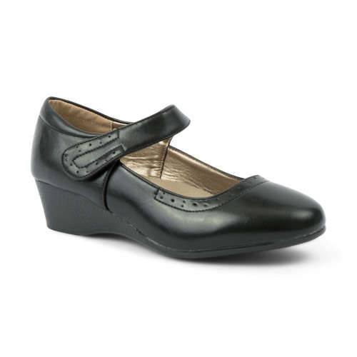 TTP Classic Ladies Wedge Heel Courts with Loop and Hook Strap