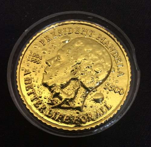 COMMEMORATIVE NELSON MANDELA $500 SIERRA LEONE GOLD CLAD.