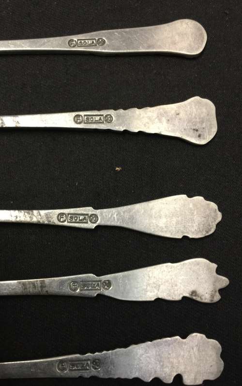 6X Antique Silver Plate Souvenir "  FLOWER " Spoon/4 1/2" - F-SOLA-90( 100g)