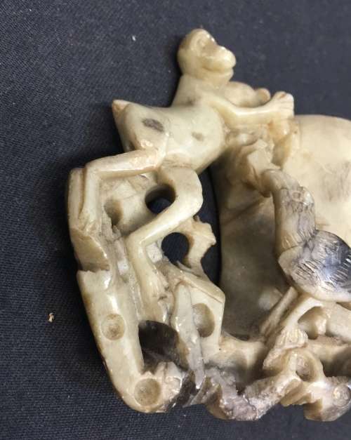 Chinese Antique - Old Chinese Jade Carving - Monkey - Eagle