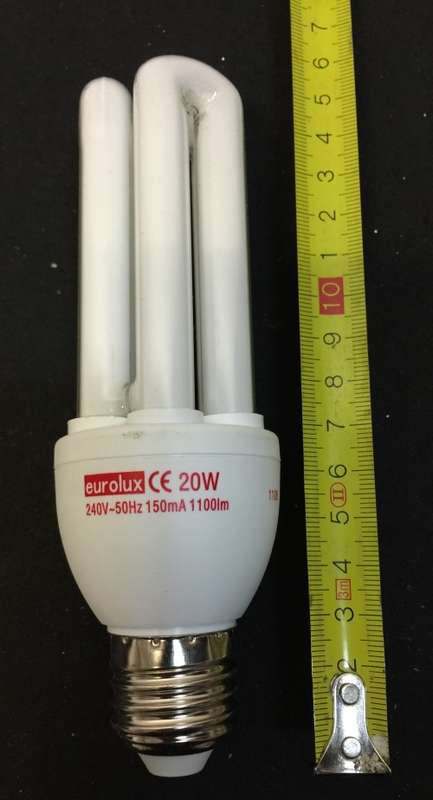 eurolux warm white 20w 240v  E27  50Hz Electronic Lamp, 9 Lamp For 1 Bid.