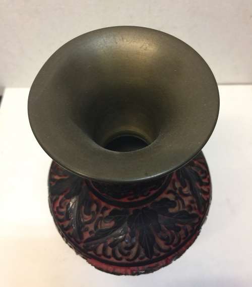 CHINESE ANITQUES -STUNNING LARGE INTRICATELY CARVED CINNABAR VASE