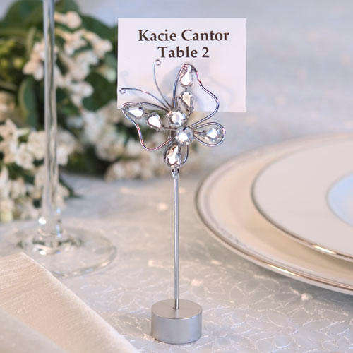Chrome Butterfly Place Card Holder