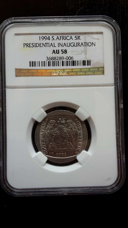 !!!  R1 START: AU 58 1994 Inauguration R5 legal tender (building to back) !!!