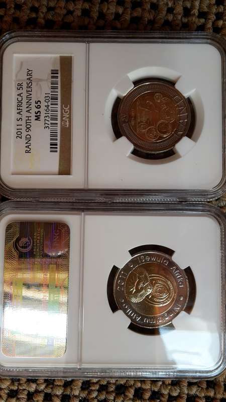 !!!  R1 START: MS 65 - 2011 SARB 90th lR5 legal tender !!!