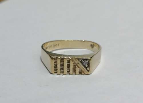 MEN'S WEDDING RING 9ct gold with cz ###