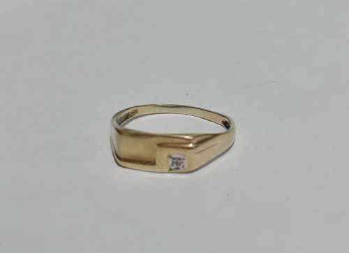 MEN'S WEDDING RING 9ct gold with cz ###