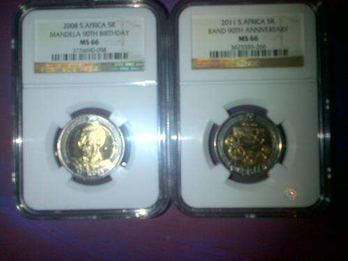 ### 2008 MANDELA MS 66 PAIRED WITH 2011 90th SARB MS 66 !!! - Bid per coin ###