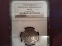### NGC graded AU55 1994 Inauguration of Mandela R5: ###