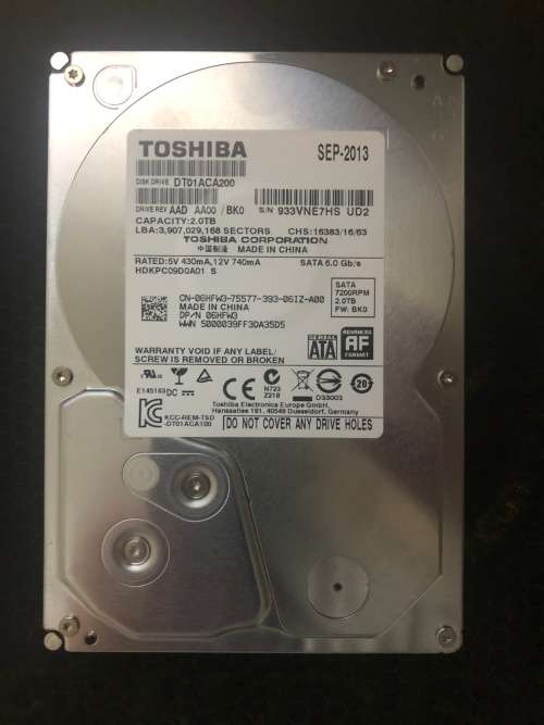 Toshiba 2TB Sata Hard Drive
