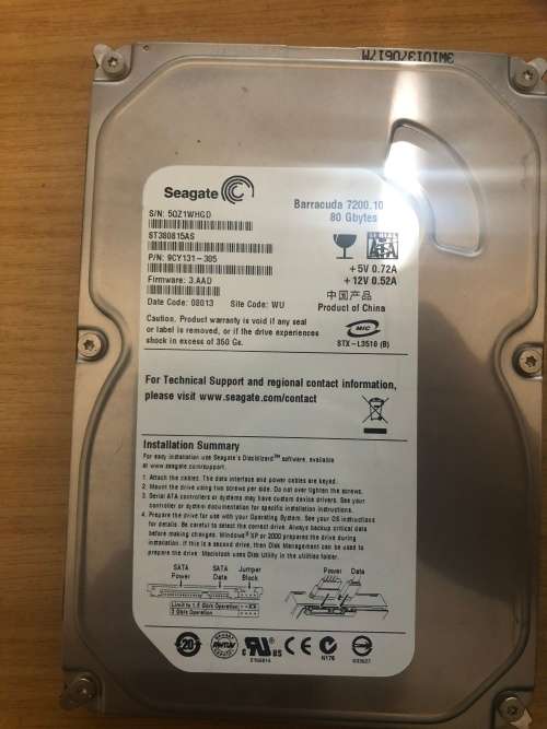 Seagate 80GB SATA Hard Drive