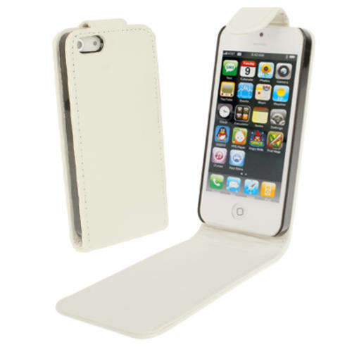 Iphone 5 Soft Texture Vertical Flip Leather case White