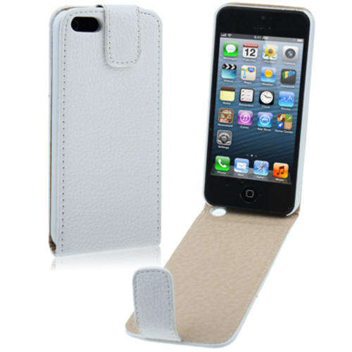 Iphone 5 Litchi Texture Leather Vertical Flip Case White