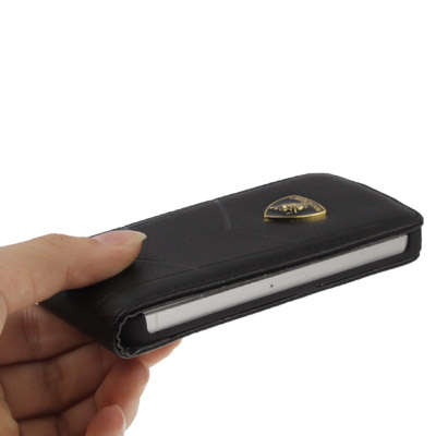 Iphone 5 Lamborghini Vertical Flip Leather Case Black