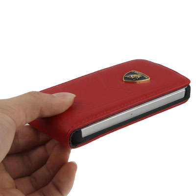 Iphone 5 Lamborghini Vertical Flip Leather Case Red