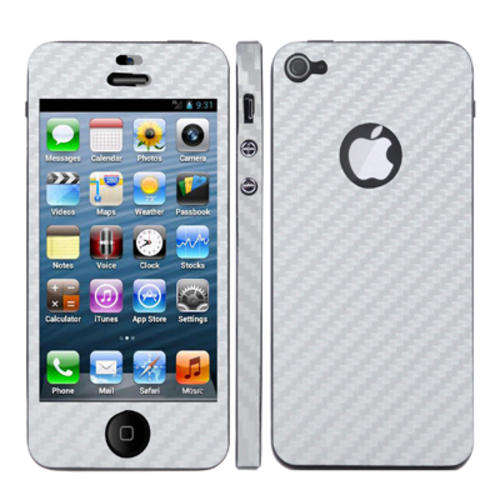 Iphone 5 Protective Carbon Fiber Skin Silver