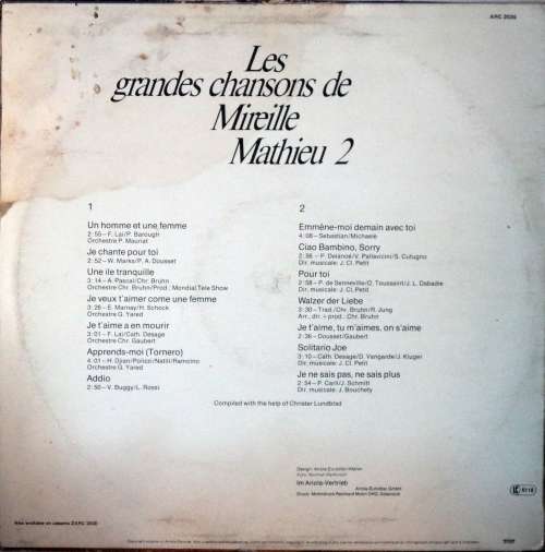 Mireille Mathieu-Les Grandes Chansons De Mireille Mathieu 2 LP Ariola ARC 2030