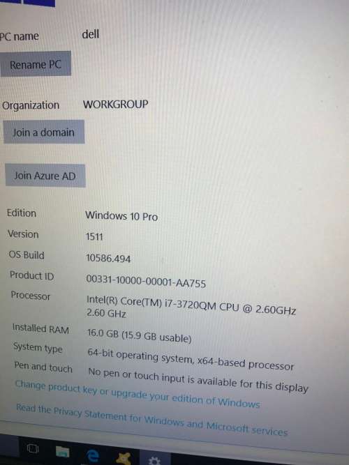 Dell e6530 I7, 16gig RAM, 256GB SSD, MS Office 6 professional plus and windows 10 pro included