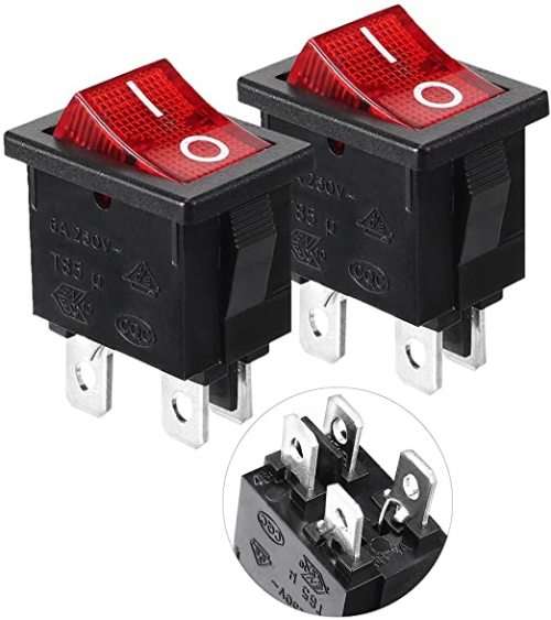 Red Light DPST ON-OFF Rocker Switch