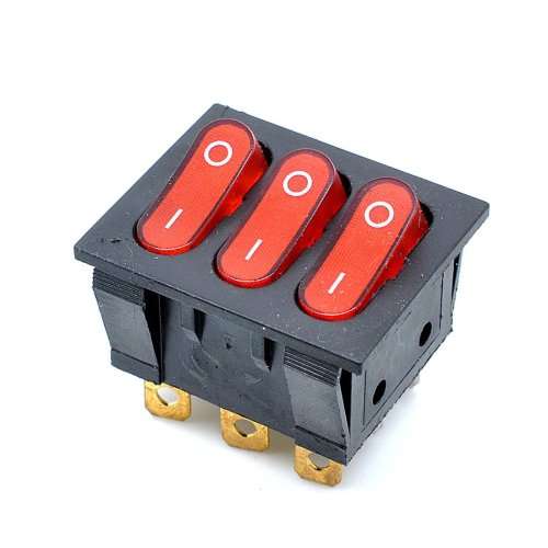 KCD3 Triple Rocker Switch SPST Three 3-Switches