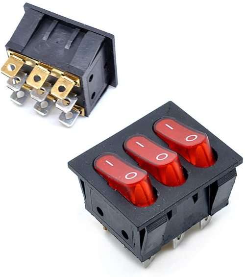 KCD3 Triple Rocker Switch SPST Three 3-Switches