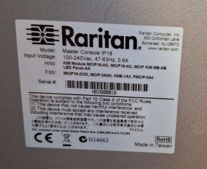 Raritan MasterConsole IP18 KVM unit (faulty)