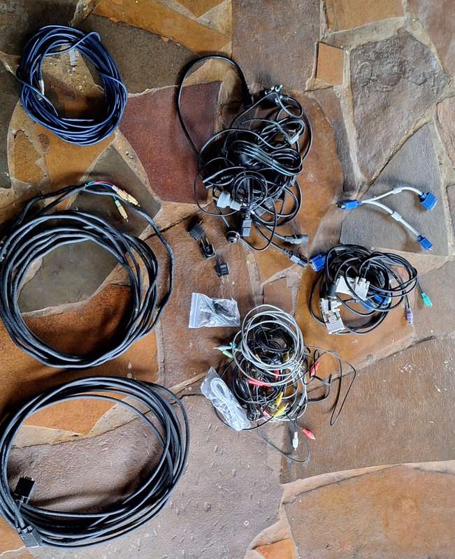 Large bundle of power video and audio cables