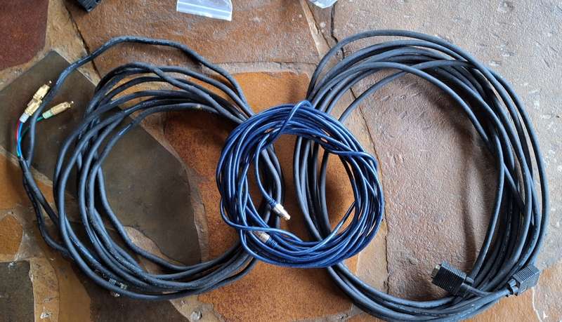 Large bundle of power video and audio cables