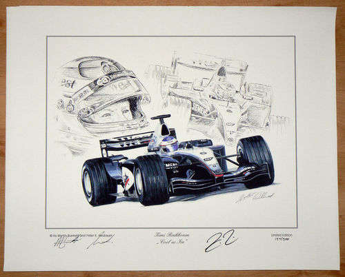 HAND SIGNED By Kimi Raikkonen F1 Canvas Painting by Bunnett & Neubauer, Limted Edition, with C.O.A,