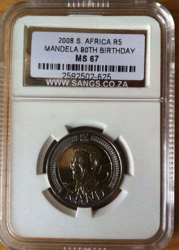 NELSON MANDELA SANGS MS67 90th BIRTHDAY COIN