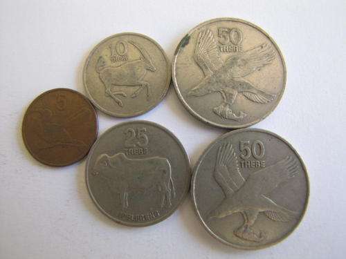 Lot of 5 Botswana coins