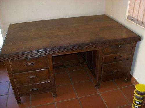 Exceptional Partridge/Panga Panga/ Patrys wood Vintage desk with 6 drawers.