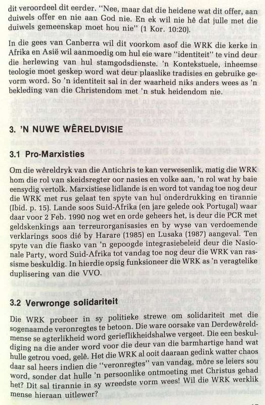 Die wereldraad van Kerke - `n anti-Christelike wegbereider - DS Andre Van Den Berg